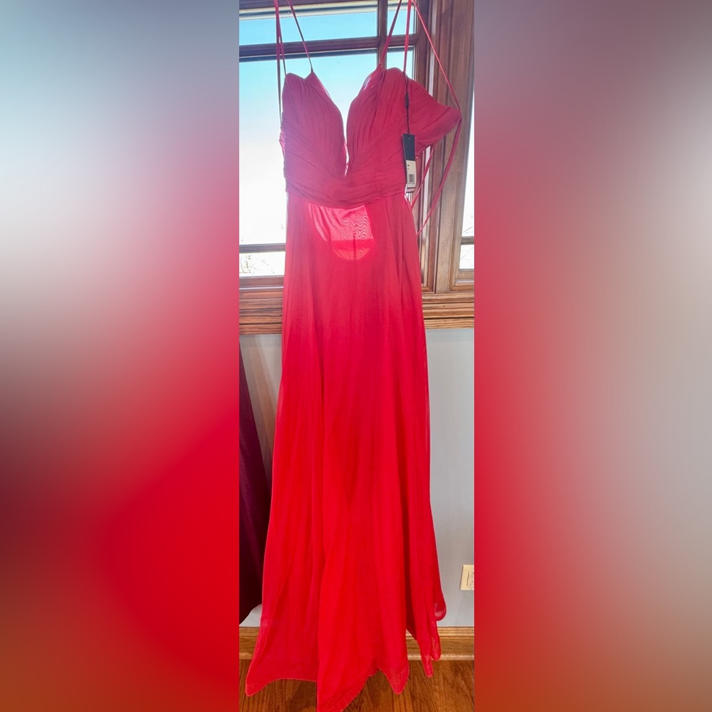 LA FEMME Elegant Red Dress with Slit NWT - Picture 2 of 3